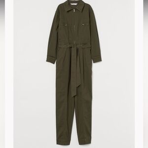 H&M jumpsuit or boiler suit with tie belt size Small Army Green
